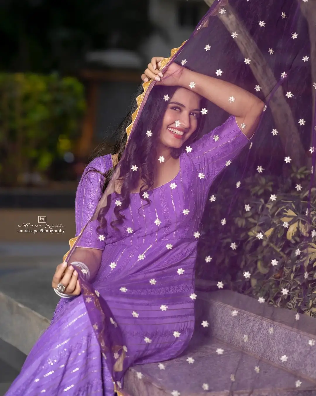 ETV Actress Priyanka Jain Wearing Violet Gown